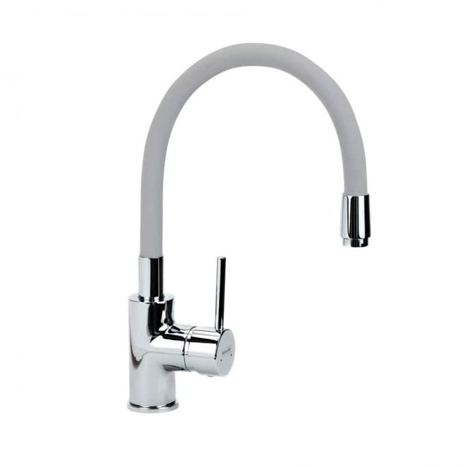 #6130S Baterija za sudoperu MINOTTI TUBO sa 2 cijevi gibljiva lula siva