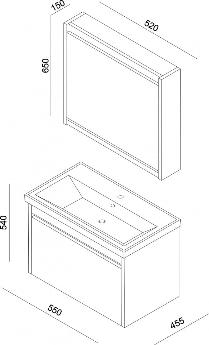 #MAR0550W.BS Ormarić LINEART MARS 550 white sa lavaboom 3