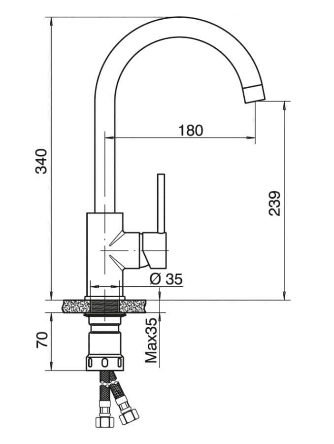 #6118B Baterija za sudoperu MINOTTI TUBO sa 2 cijevi labud crna boja 2