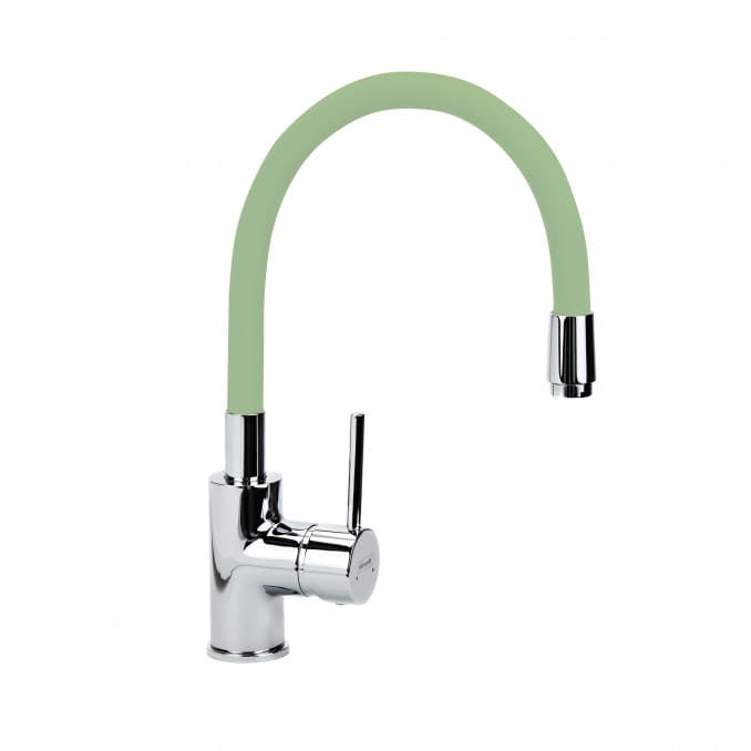 #6139KG Baterija za sudoperu MINOTTI TUBO sa 2 cijevi gibljiva lula kivi zelena