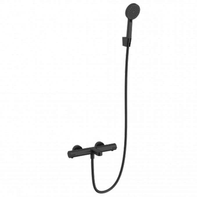 #C-01-501MB Termostatska baterija za kadu COPEN CoolTouch sa tuš setom mat crna