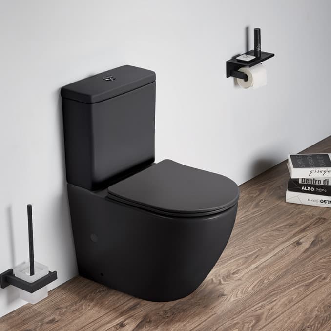 #MBL200MB Monoblok PERLA rimless mat crni sa duroplast soft close wc daskom vario 2