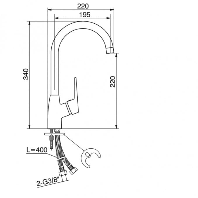 #4501 Baterija za sudoperu MINOTTI PRIMA sa 2 cijevi labud lula 2