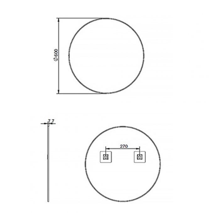 #H-008R Ogledalo MINOTTI fi600 sa alu ramom 7.7mm mat crno 2