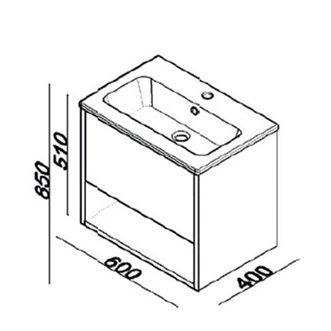#NOV0600W.BS Ormarić LINEART NOVA 600 white sa lavaboom 3
